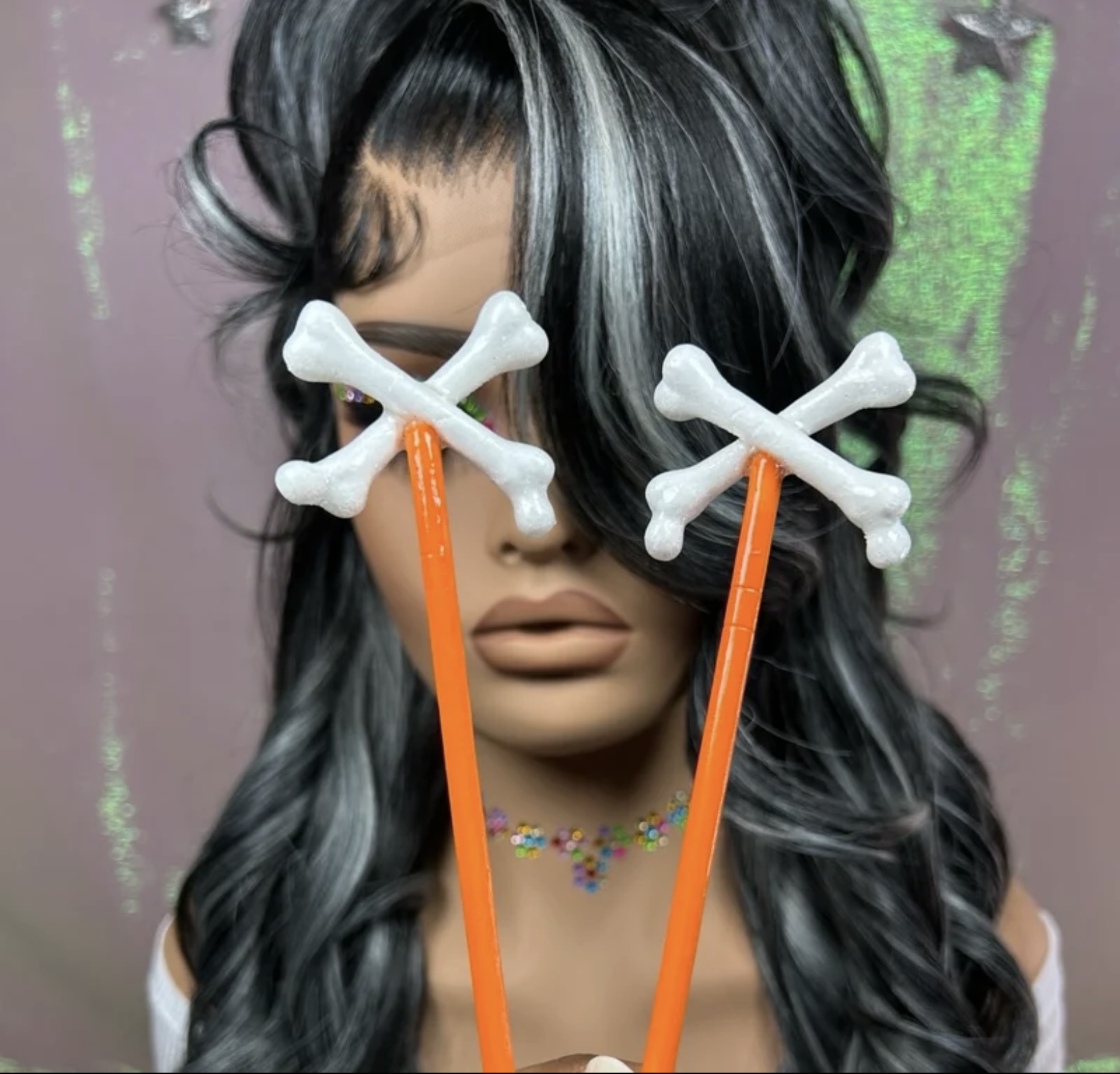 Decorative Crossbones Halloween Chopsticks - Hair Accessory/Keepsake - Image 2