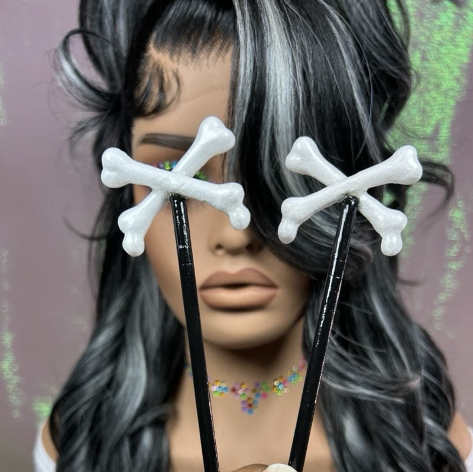 Decorative Crossbones Halloween Chopsticks - Hair Accessory/Keepsake - Image 3
